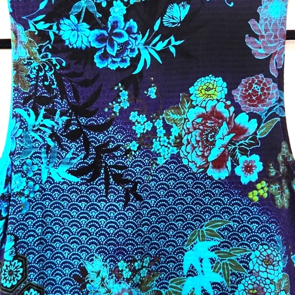Tianello Mumbai 100% Bemberg Cupro Gorgeous Vibrant Floral Vest Size Medium EUC - Picture 7 of 16